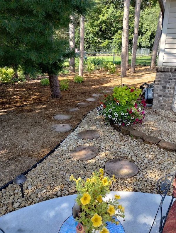 decorative rock and natural hardwood mulch