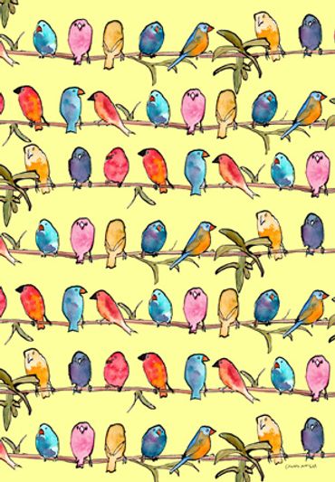 Colourful birds repeating pattern