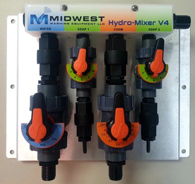 hydro-mixer blend manifold, proportioner, metering valve