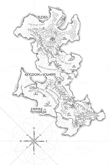 Map of the Western Continent of Alesia, as seen in Inferno (drawn by BMR Williams, 2021)