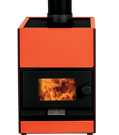 Pyroclassic fireplace in colourful orange