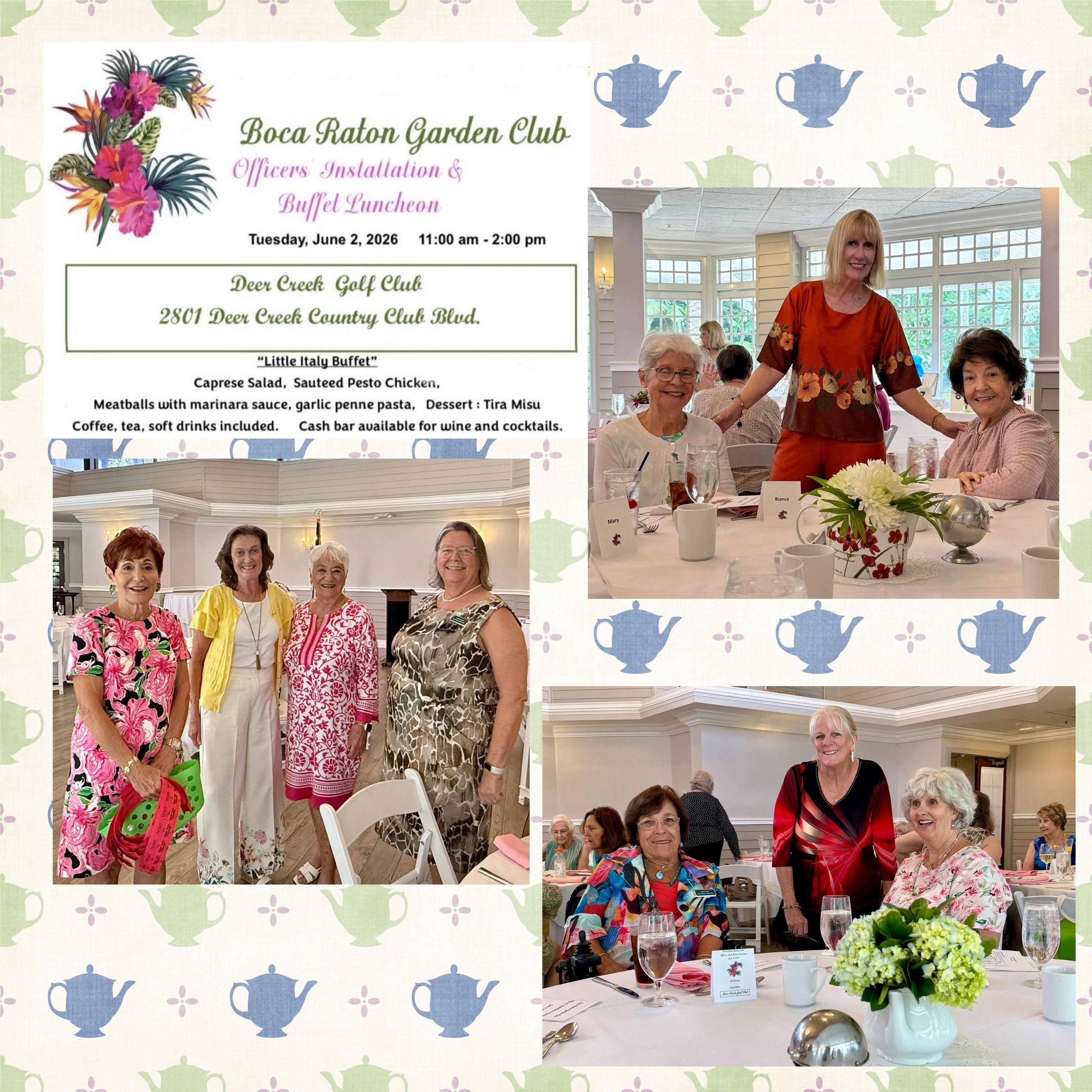 Boca Raton Garden Club Officers Installation &amp; Buffet Luncheon event with group photos.