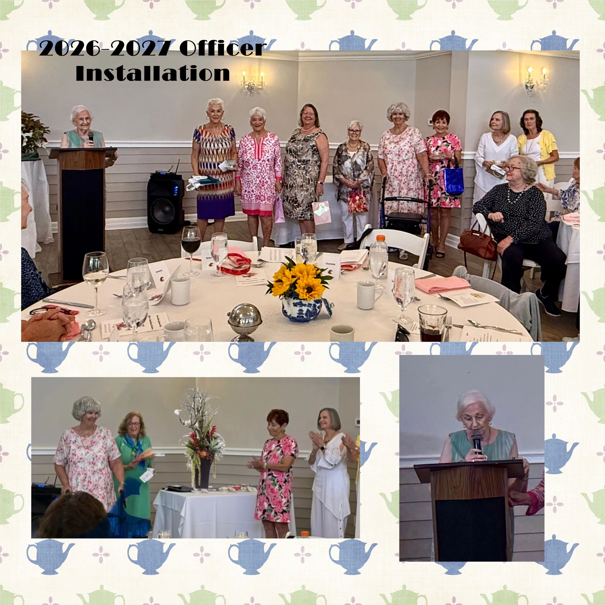 2026-2027 officer installation event with group photos and speeches.