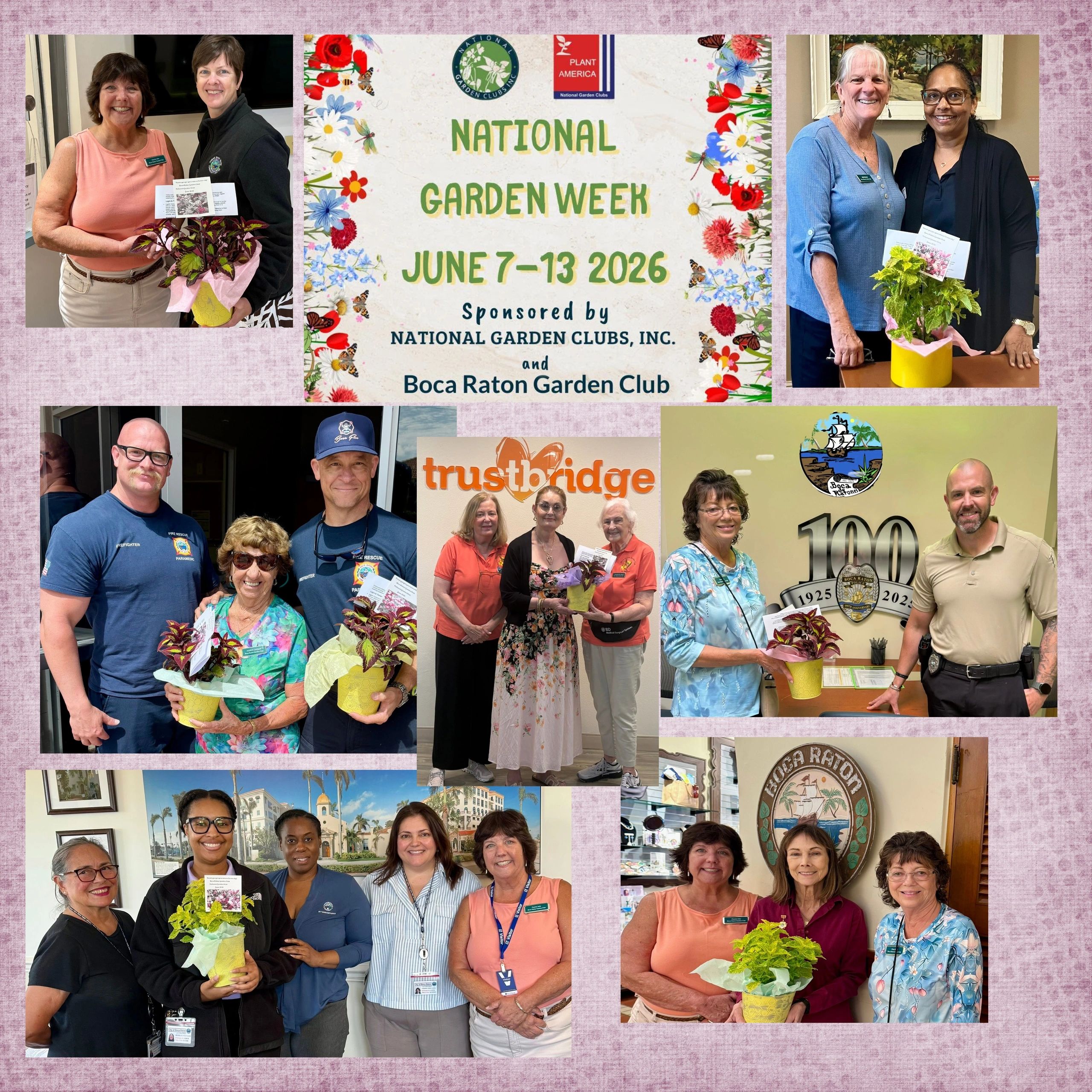 Collage of people celebrating National Garden Week with plants.