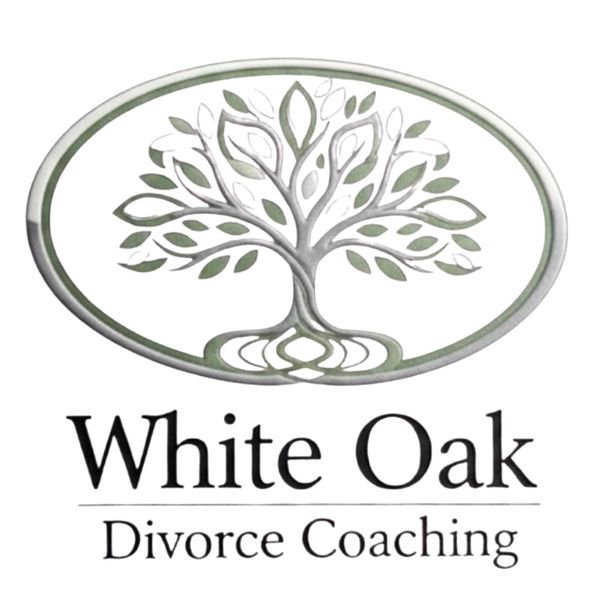 Logo featuring a stylized oak tree with text 'White Oak Divorce Coaching'.