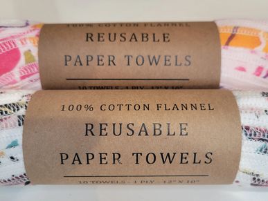 Reusable Paper Towels, 100% Cotton Flannel, 10 Pack