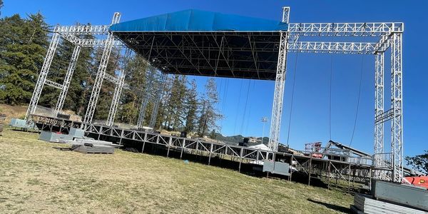 country music festival setup in progress