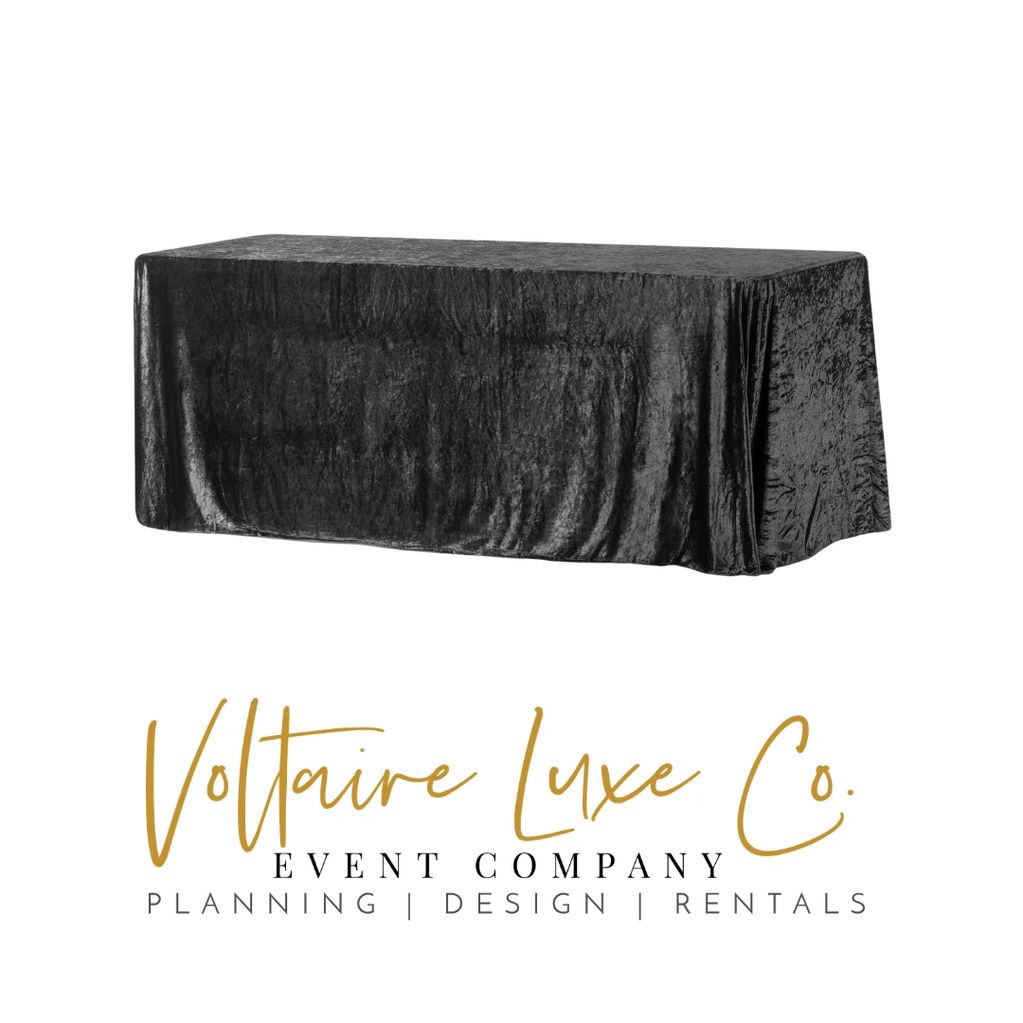 Black velvet rectangular linen tablecloth 