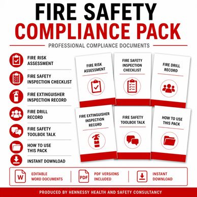 Fire Safety Compliance Pack with essential professional documents for risk assessment and inspections.