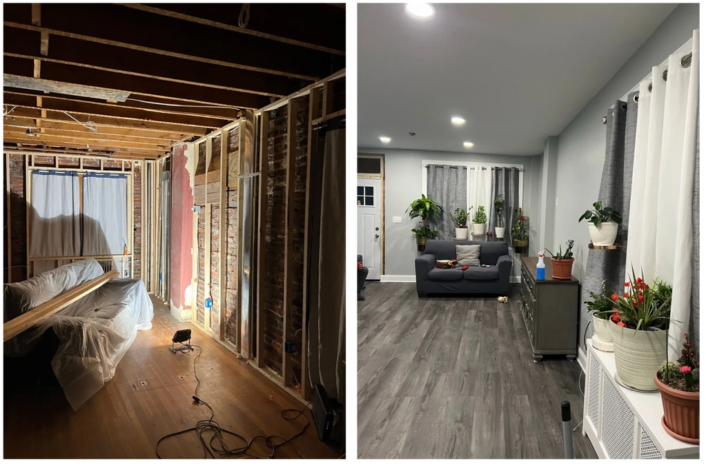 Before and after Living room renovation