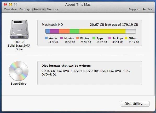 how to check mac hard drive space