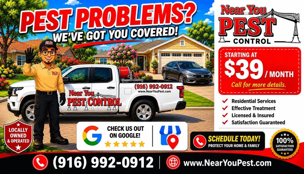Near You Pest Control offers pest solutions starting at $39/month with satisfaction guaranteed.
