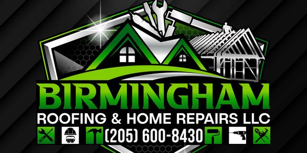 Logo for Birmingham Roofing & Home Repairs LLC with tools and house design.