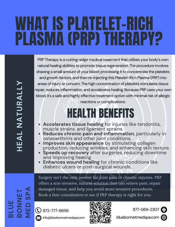 Information about Platelet-Rich Plasma (PRP) Therapy and its health benefits.