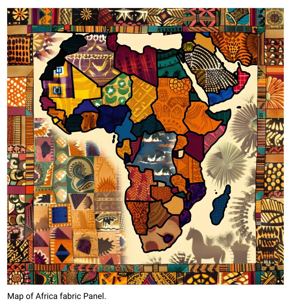 Map of African Fabric Quilt Panel