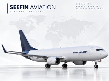 Boeing 737-800F cargo airplane on a white background.