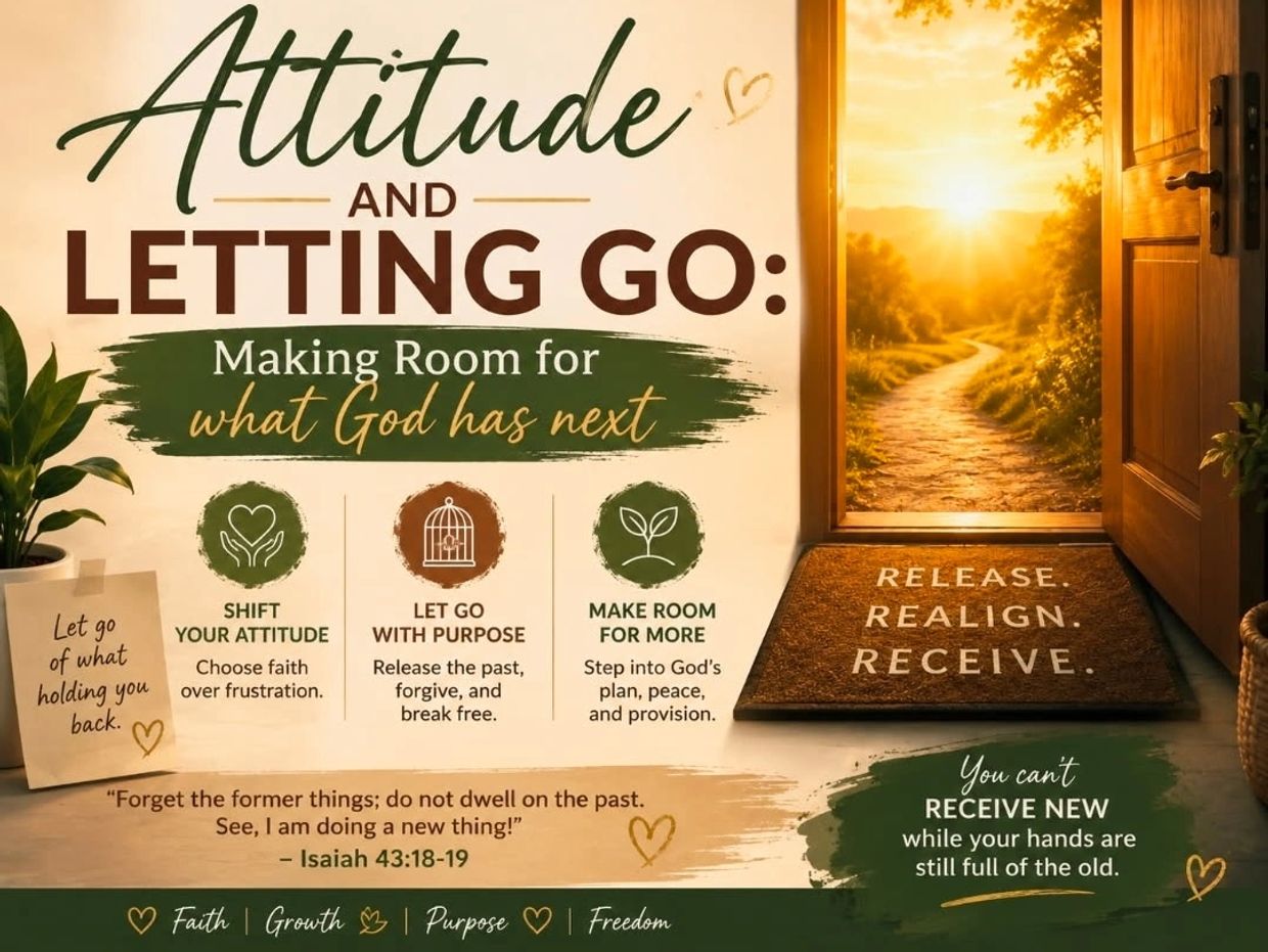 Inspirational message on attitude and letting go to make room for God's plans.