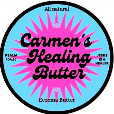Label for Carmen's Healing Butter, eczema relief.