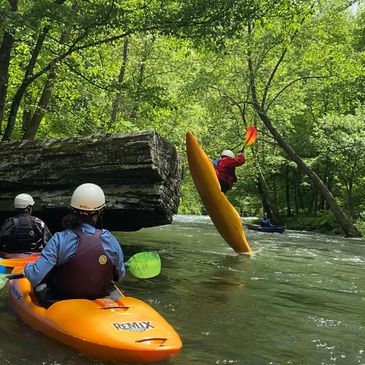 Bob’s obligatory seal launch for his first time on the Nantahala River.