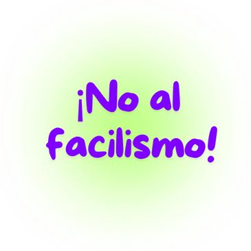 Purple text saying "¡No al facilismo!" on a light green background.