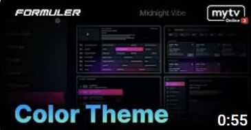 Video screenshot showcasing Formuler's customizable color theme interface.