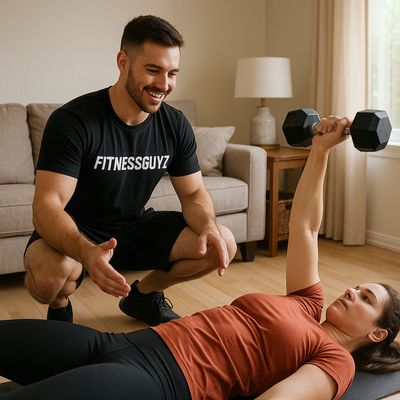 In-home personal training session in Plantation FL residence