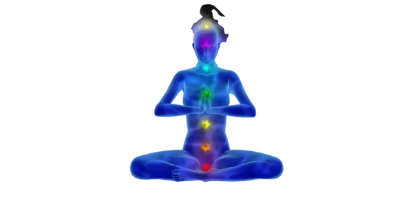 man in meditation pose showing chakras