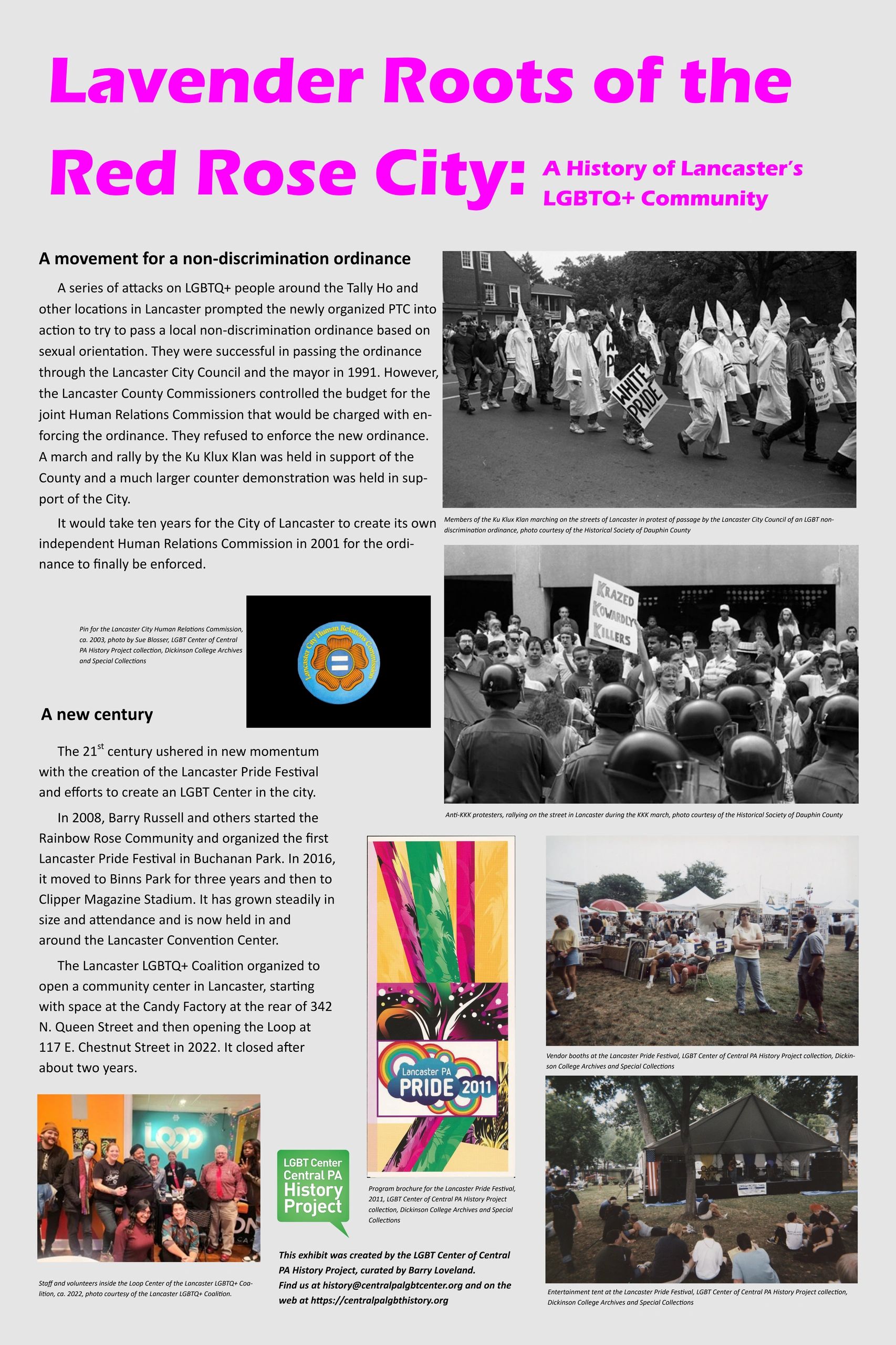 History of Lancaster's LGBTQ+ community and non-discrimination efforts.