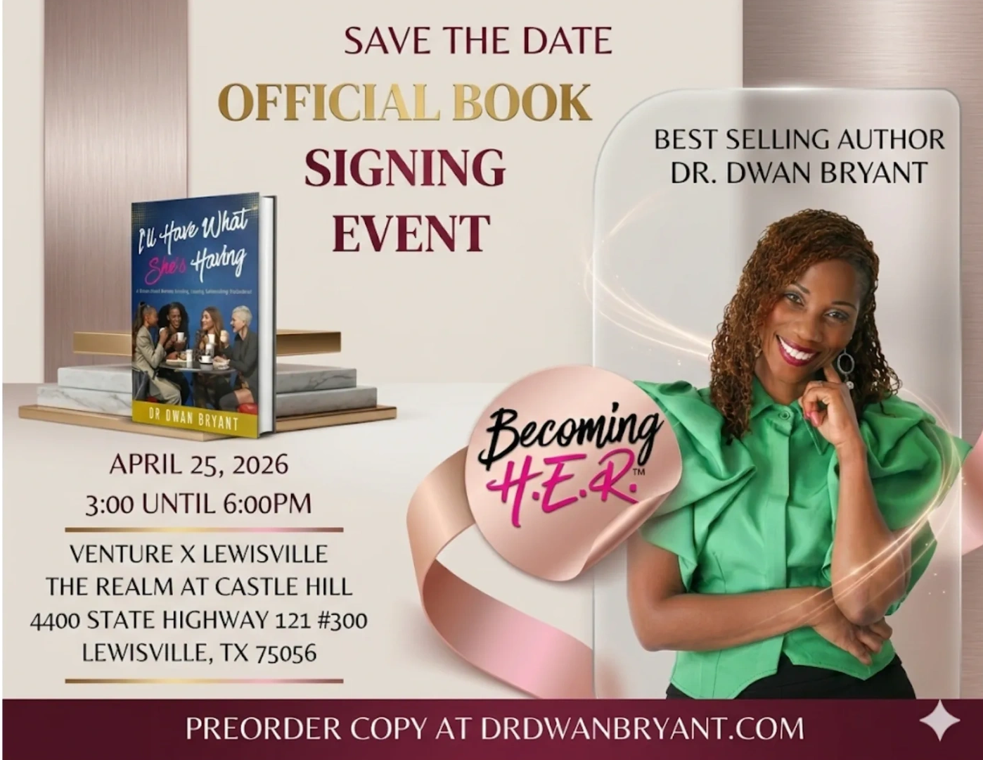 I’m officially inviting you to my Book Signing Event for I’ll Have What She’s Having!

