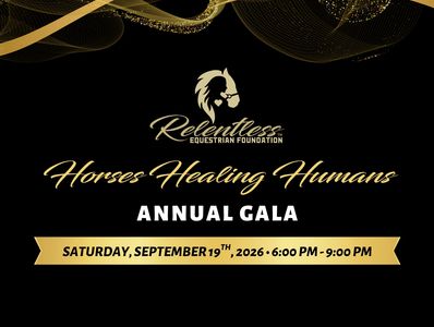 Elegant gala invitation for Relentless Equestrian Foundation event in 2026.