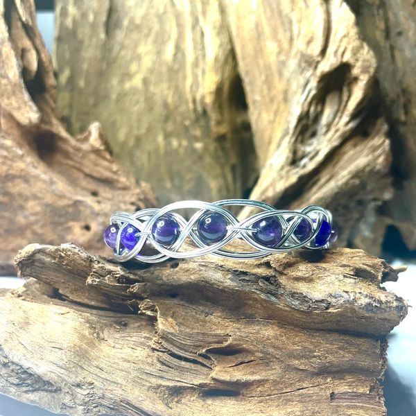 Handmade wire wrapped aethyst bracelet

