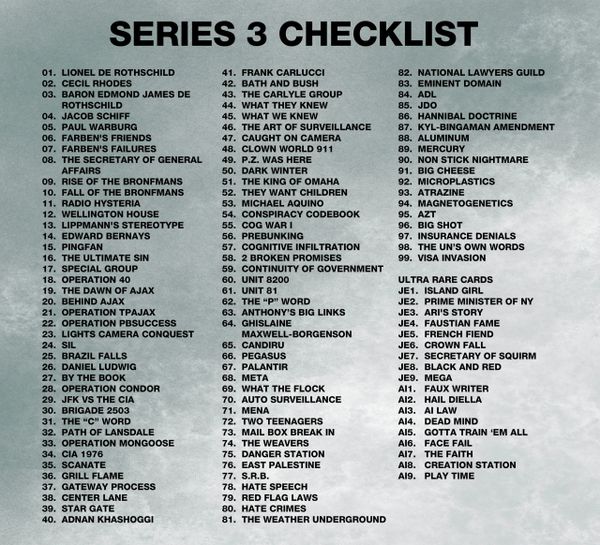 Checklist of Series 3 with names and episode titles.