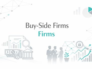 Illustration representing buy-side firms with financial and business icons.