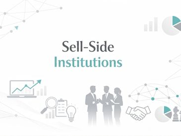 Illustration representing sell-side institutions with business icons and silhouettes.