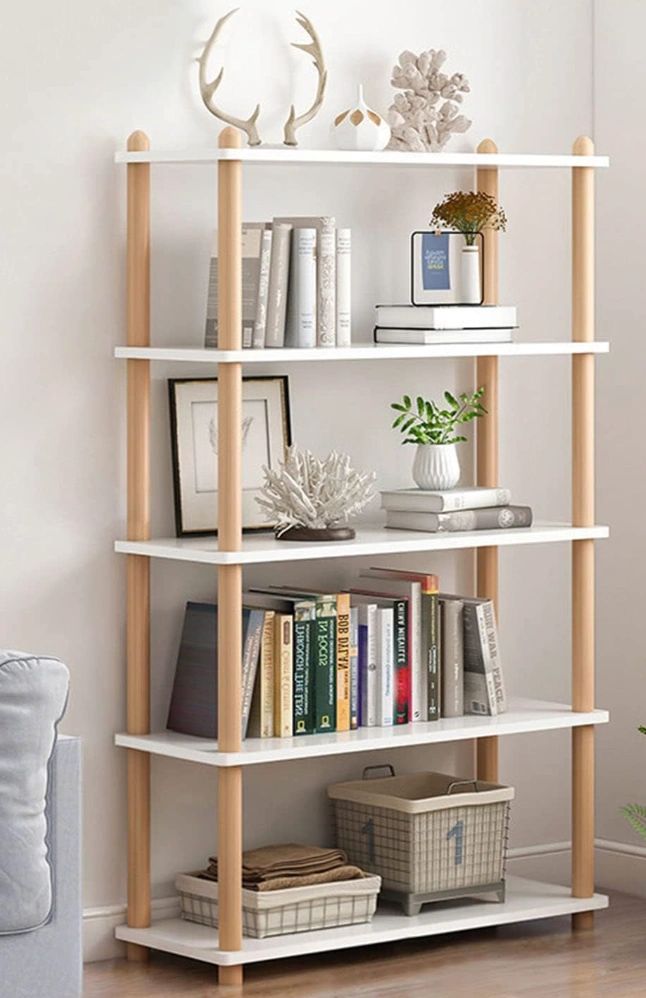 White and wood 4 tiered shelf