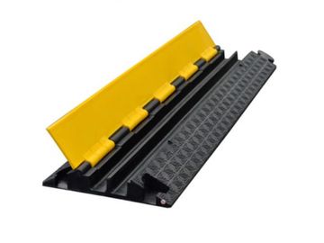 Black and yellow cable protector ramp.