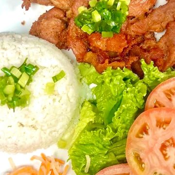 Rice with grilled meat for kid