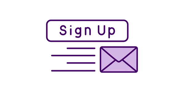 Icon depicting a mail envelope with a "Sign-Up" label.