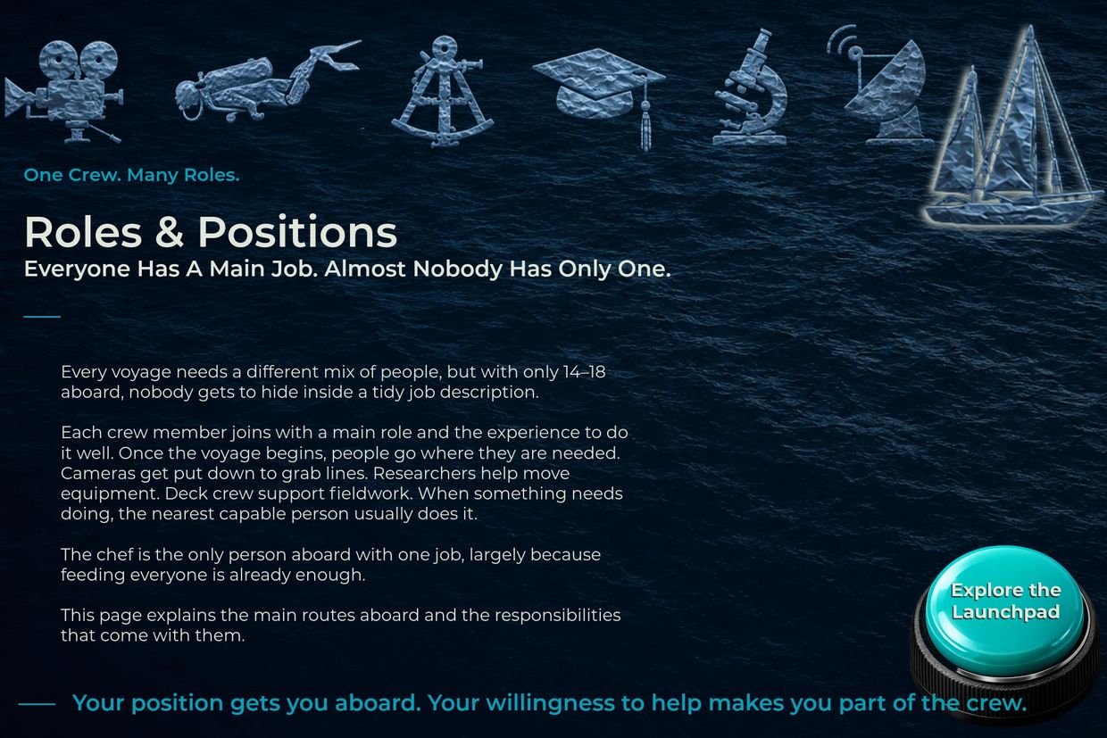Roles and positions overview for crew members on a voyage.