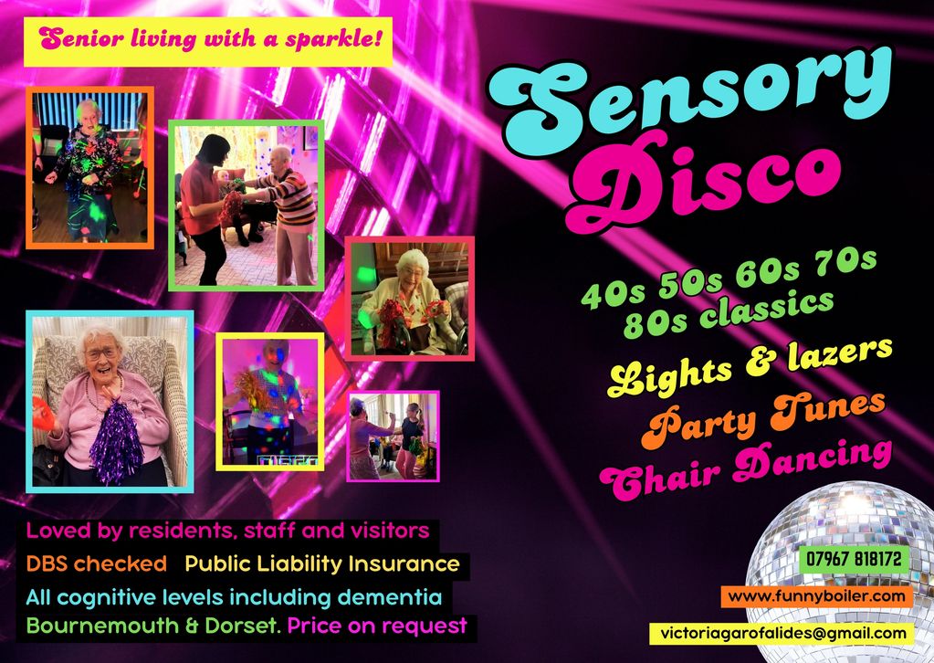 Sensory Disco for seniors with lights, music, and chair dancing fun.