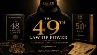 Promotional image for "The 49th Law of Power" by Banknote Mitch, inspired by Robert Greene's works.