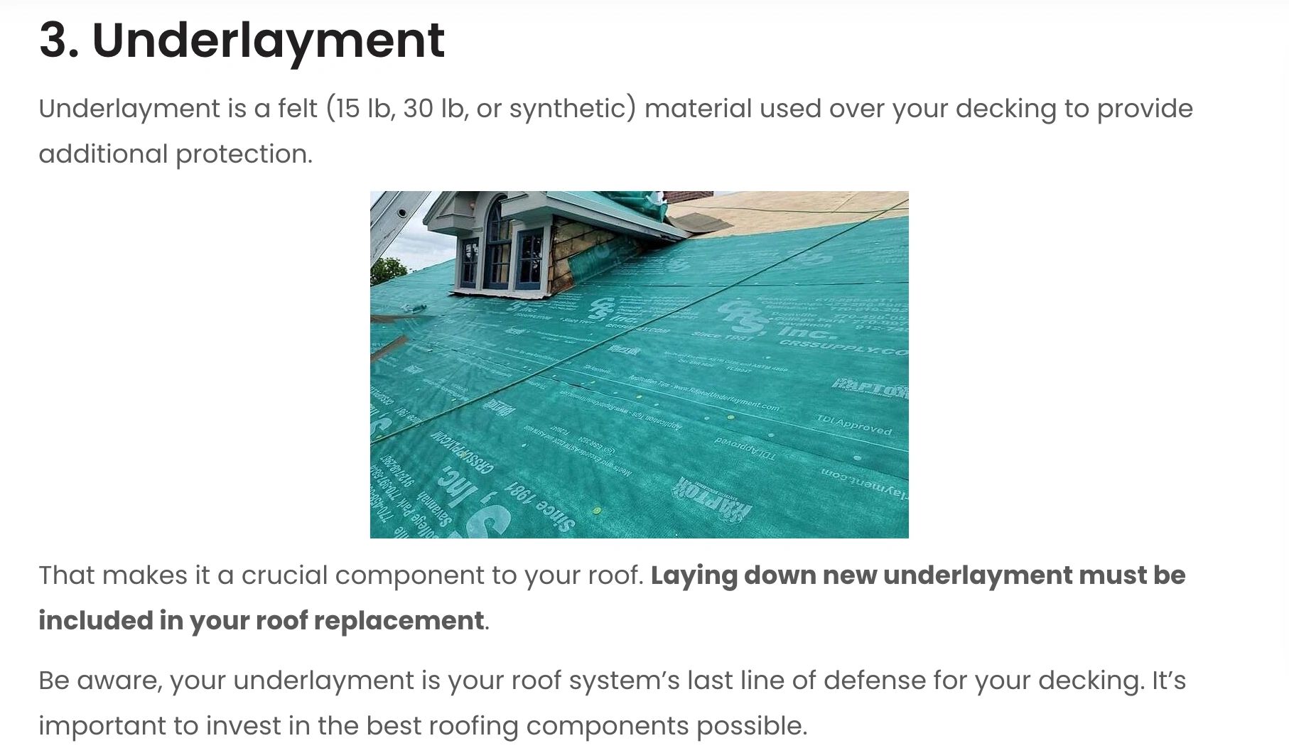 Green roofing underlayment installed on a roof.