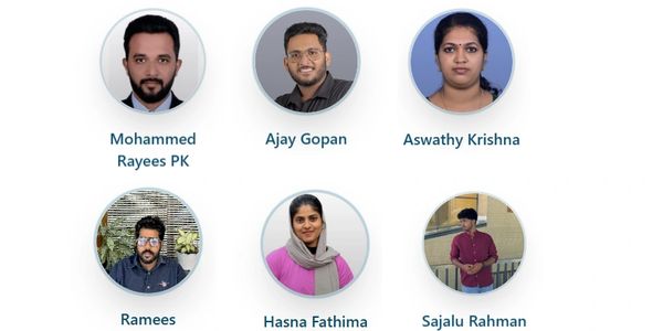 Professional profile photos of six individuals with their names.
