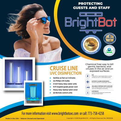 BrightBot cruise line UV disinfection protects guests and staff with chemical-free germ-killing technology.
