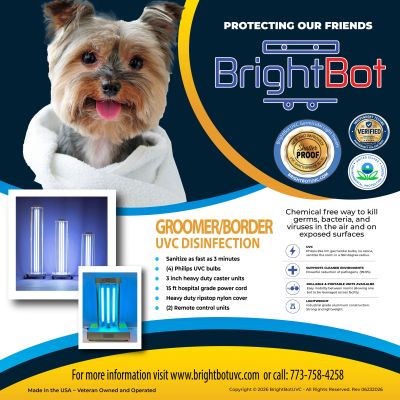 BrightBot UV disinfection device protects pets with fast, chemical-free germ killing technology.