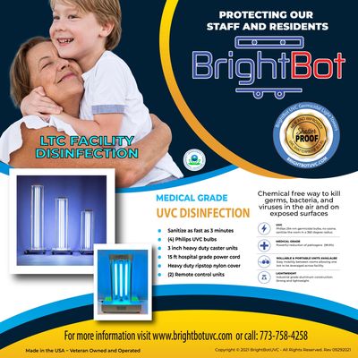 brightbot UVC germicidal tower for UV disinfection nursing homes