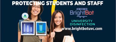 brightbot UVC germicidal tower for UV disinfection of college