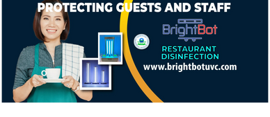 brightbot UVC germicidal tower for UV disinfection of restaurants