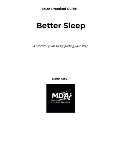Cover page of 'Better Sleep' practical guide by Martin Adby.
