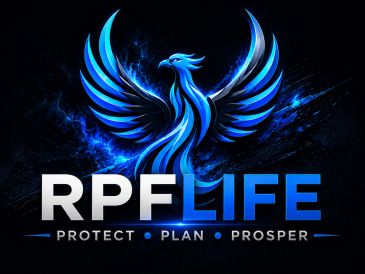 Blue phoenix logo with RPF LIFE and motto beneath.